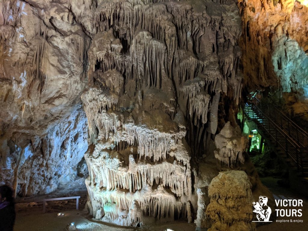 Resava Cave, a limestone cave with stalactites and stalagmites.